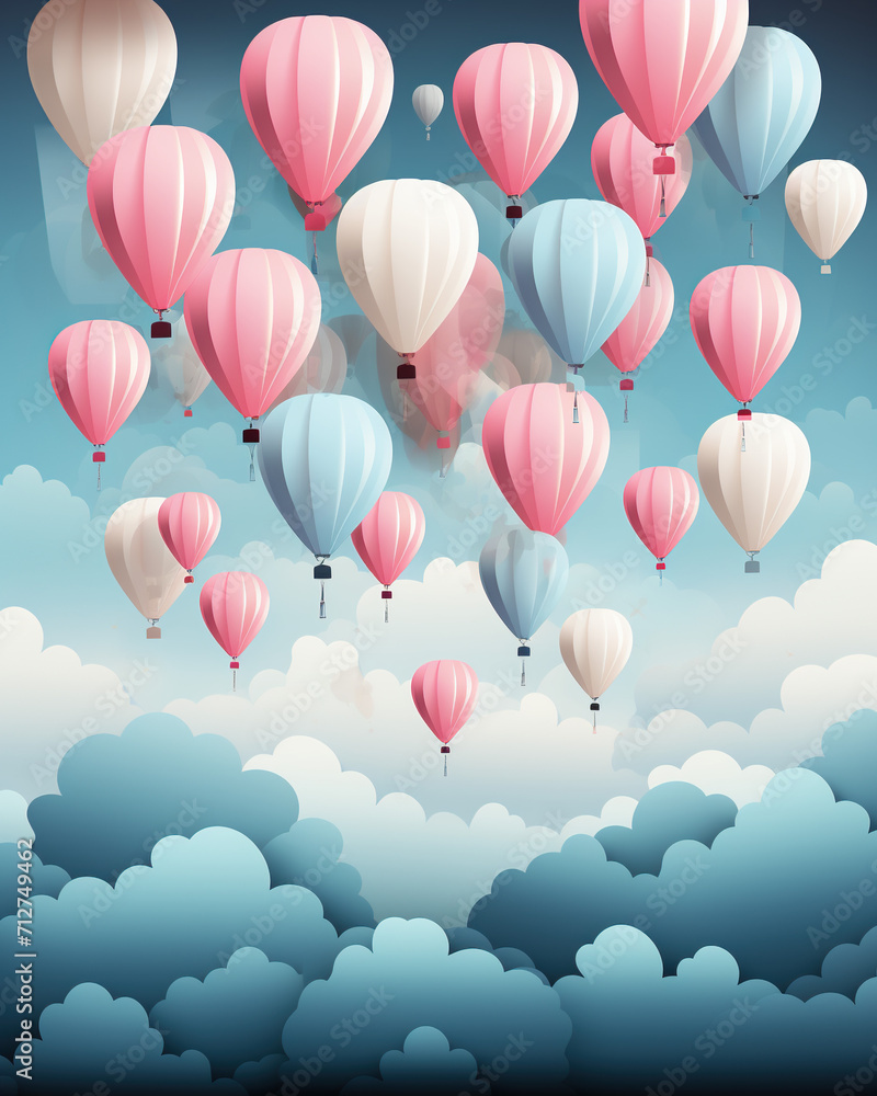 Fototapeta premium birthday greeting cards with pastel color balloons