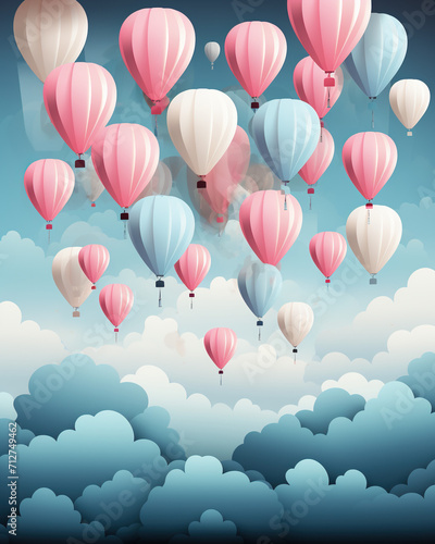 birthday greeting cards with pastel color balloons