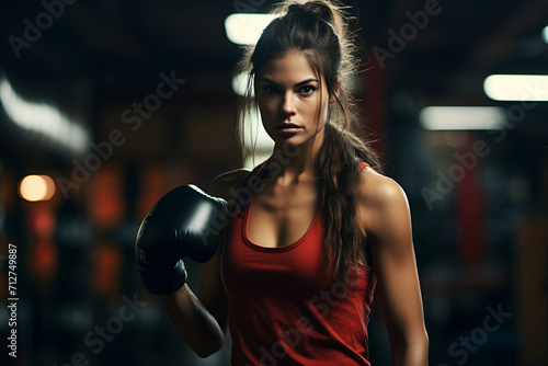 Girl boxer trains in the boxing gym © Gonzalo