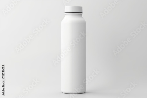Model of a plastic bottle made of white plastic with cap. on a light background. for shampoo. lotion. cream. cosmetic oil. cosmetic milk.