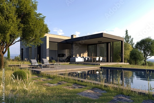 D?(C)finition des espaces d'une maison pour un projet immobilier. Plan 3D d'architecte. © Fatima