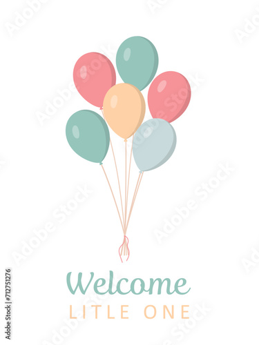 Welcome little one card with ballons