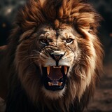 Aggressive ferocious african lion image Generative AI