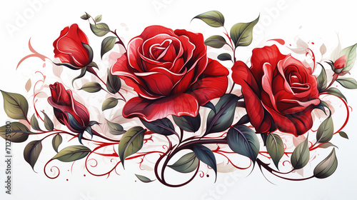 bouquet of red roses water color   Generate AI