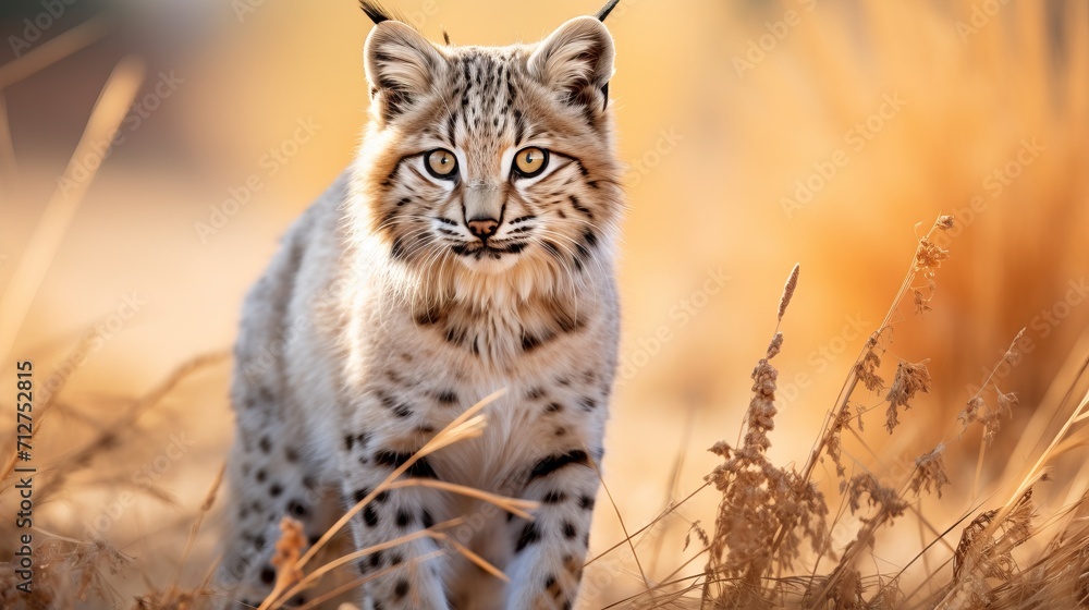 Fototapeta premium Close up portrait of a wild bobcat in natural habitat, wildlife photography