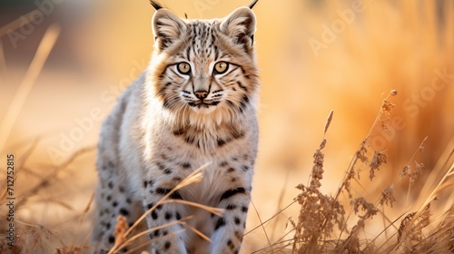 Close up portrait of a wild bobcat in natural habitat, wildlife photography