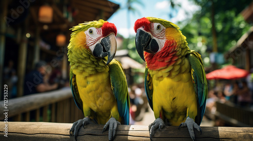 two parrots on a branch   Generate AI