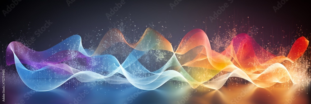 Wave of bright particles abstract sound and music visualization ...