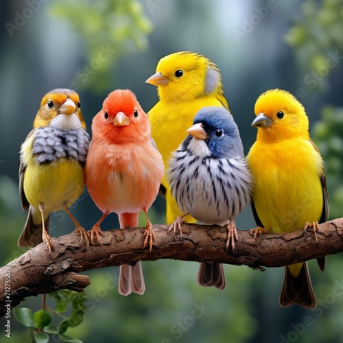 Beautiful different species small birds image Generative AI