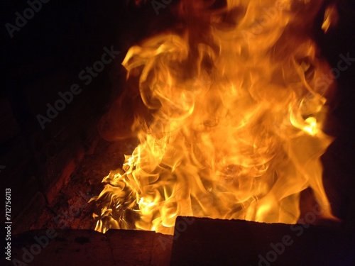 fire in the fireplace