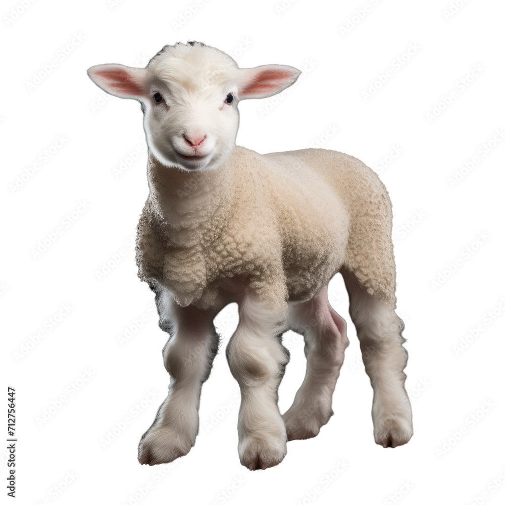 Full Body Charming White Sheep Isolated on Transparent Background - Stock Illustration Full Body Charming White Sheep Isolated on Transparent Background - Stock Illustration