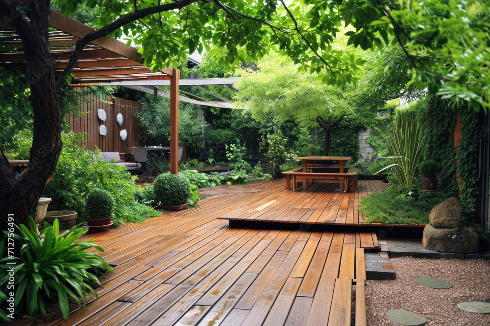 Wooden deck wood backyard outdoor patio garden landscaping