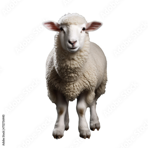 Charming Full-Body White Sheep Illustration on Transparent Background -