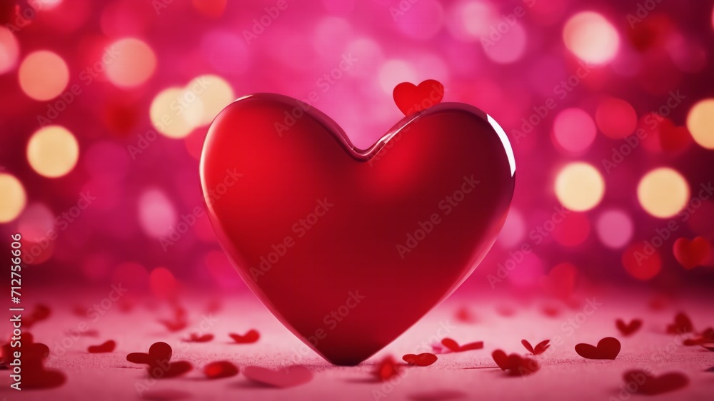Greeting Card for Valentine's Day 3d heart background empty space.Ai generative