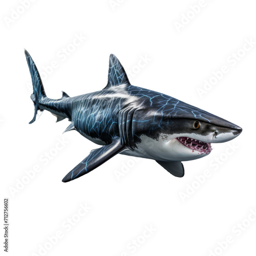 Realistic Full Body Shark Illustration on Transparent Background - High-Resolution PNG