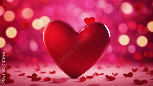 Greeting Card for Valentine's Day 3d heart background empty space.Ai generative