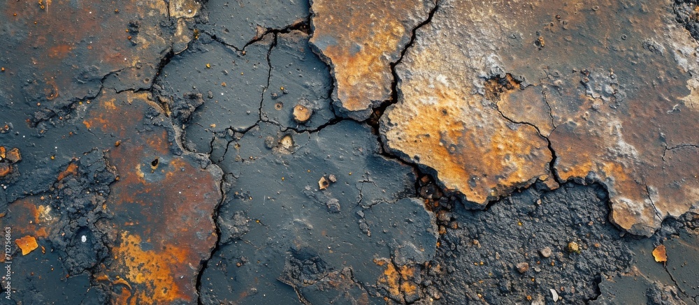 Oil stains on concrete surfaces.