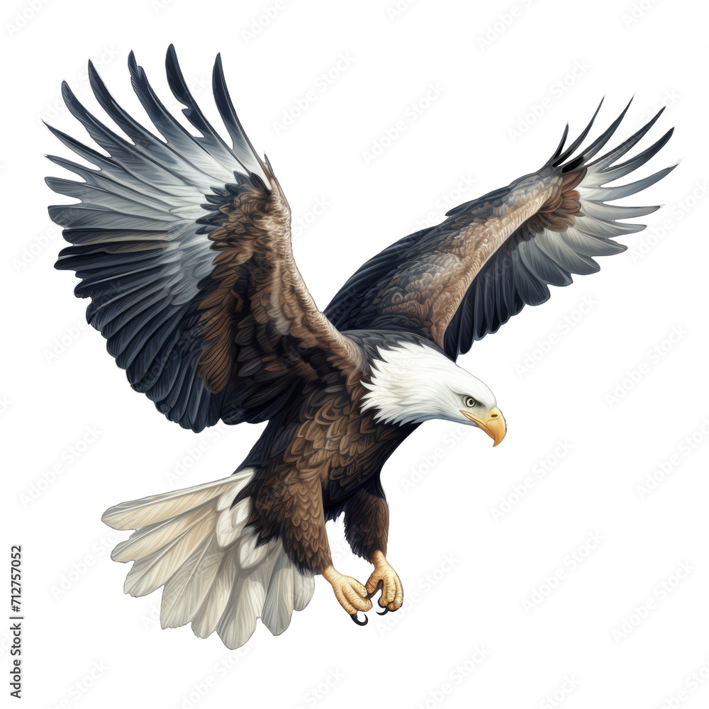 Fototapeta premium Majestic Eagle in Flight - High-Resolution Illustration with Transparent Background