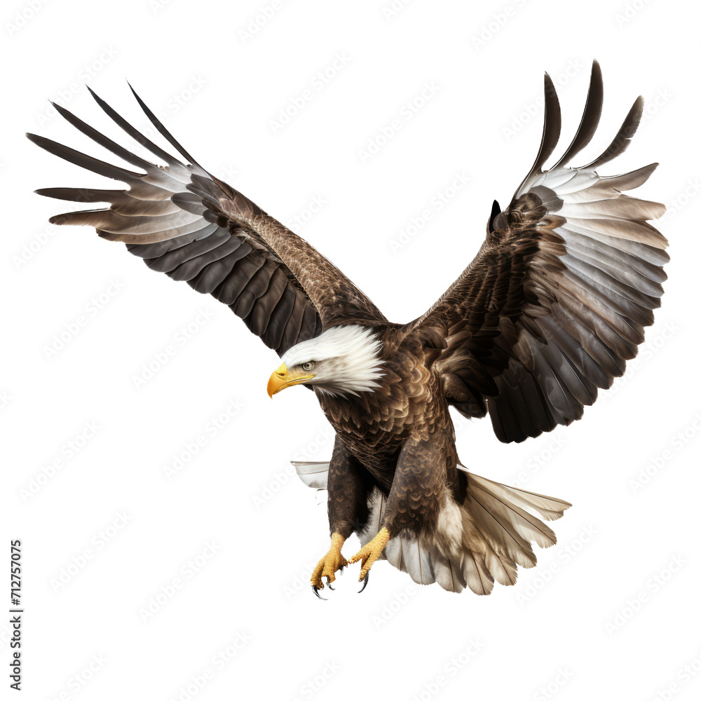 Obraz premium Majestic American Eagle in Flight - High-Resolution Illustration on Transparent Background