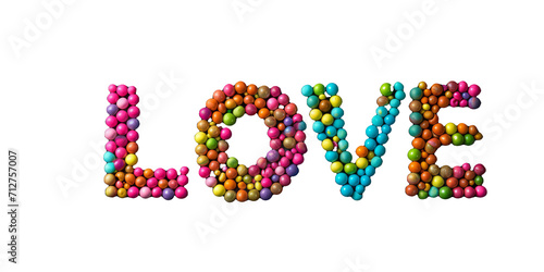 Multicolored Spheres Forming LOVE Word on Transparent Background - Illustration