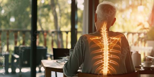 senior man with back pain, generative AI