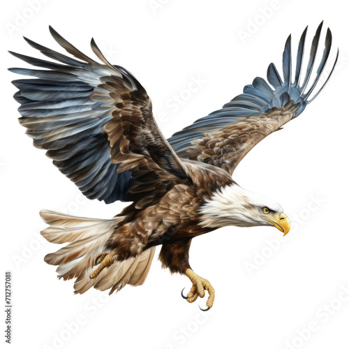 Graceful American Eagle in Flight on Transparent Background - Detailed Illustration © Nika