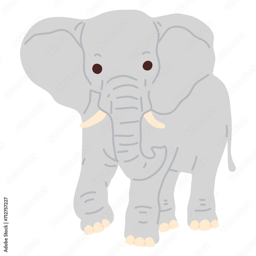 Vector illustration cute doodle elephant for digital stamp,greeting card,sticker,icon,design