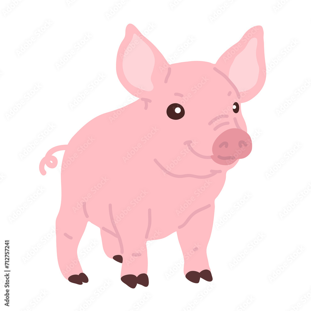 Naklejka premium Vector illustration cute doodle pig for digital stamp,greeting card,sticker,icon,design