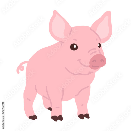 Vector illustration cute doodle pig for digital stamp greeting card sticker icon design