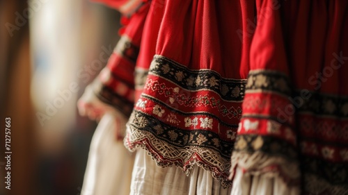 Detailed view of a traditional folk costume with embroidery photo