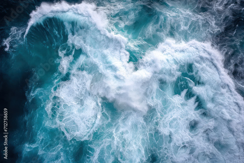 Looking down at crushing powerful ocean waves © Roman