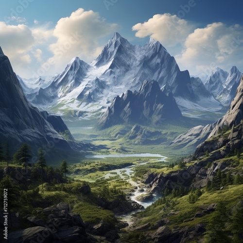 Beautiful view little mountain realistic image Generative AI © MiltonKumar