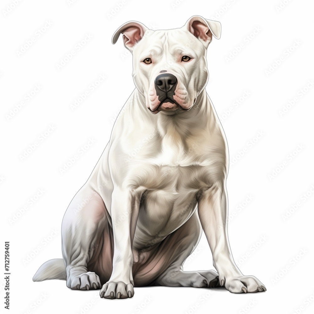 Beautiful white dogo sitting images Generative AI
