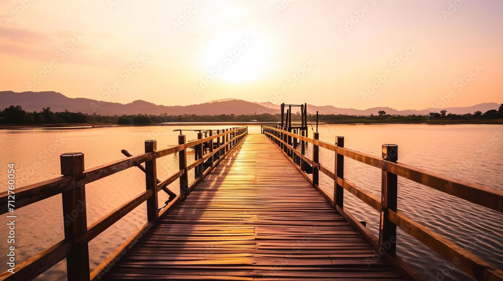 Dock overlooking a calm overcast lake background. Dock overlooking a calm overcast lake landscapes. Hdr landscape view. Old dock with sunset, candles, lamb, lake, sun and forest. high quality photos.