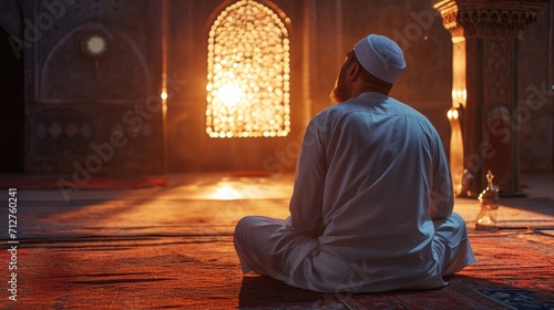 Arab Muslim man before prayer on the holy holiday of Ramadan Kareem, Eid Mubarak
