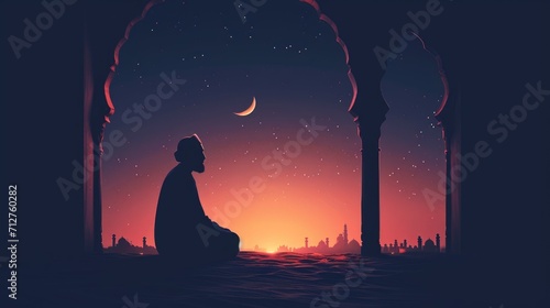 Arab Muslim man before prayer on the holy holiday of Ramadan Kareem, Eid Mubarak