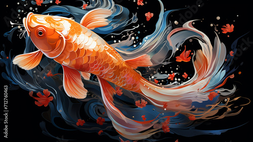 goldfish koi in water long tail , Generate AI