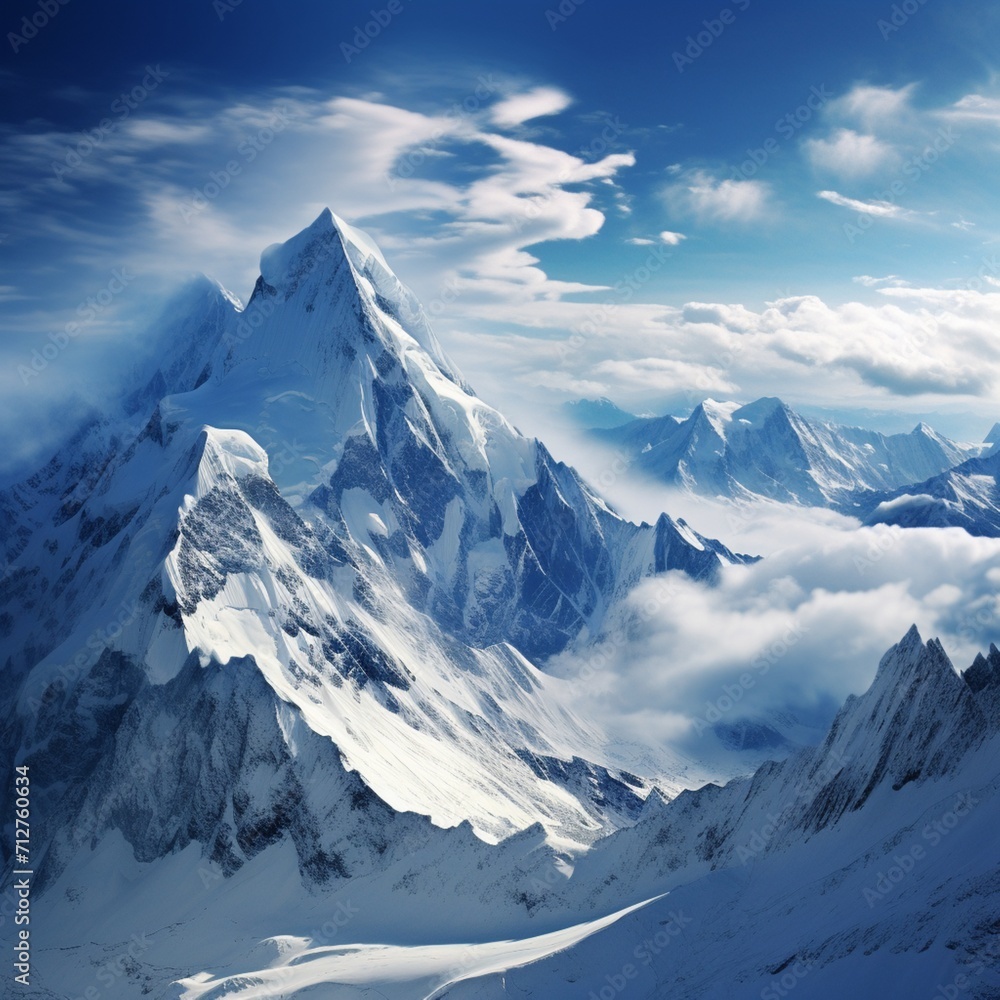 Best ever nice biggest snow mountains images Generative AI