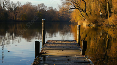 Dock overlooking a calm overcast lake background. Dock overlooking a calm overcast lake landscapes. Hdr landscape view. Old dock with sunset, candles, lamb, lake, sun and forest. high quality photos.