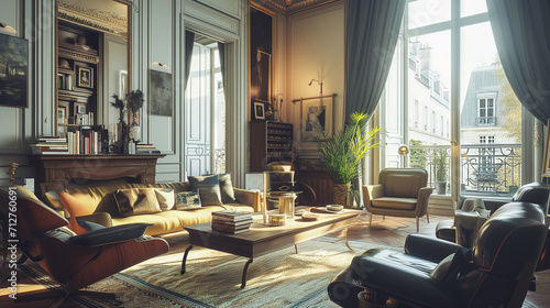 Interior of apartment in Paris, France photo