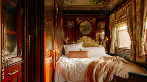 Interior of luxury suite in vintage train © Mikolaj Niemczewski