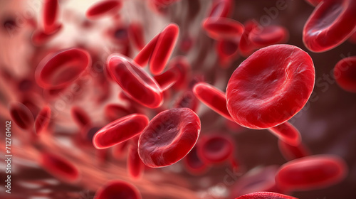 red blood cells flowing through vein, closeup