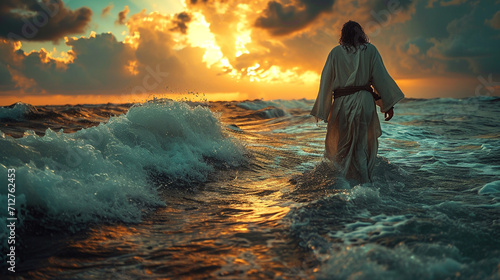 Jesus Christ walking on the waters of the sea