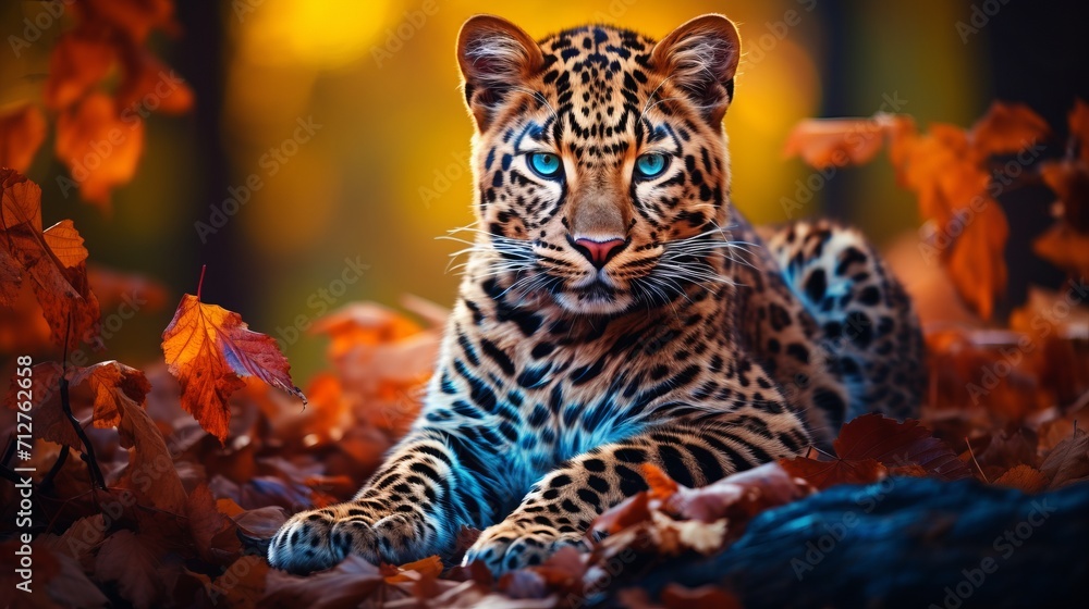 Majestic amur leopard portrait in natural habitat   stunning wildlife photography - obrazy, fototapety, plakaty 