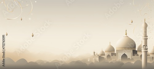 Mosque pattern islamic for ramadan card background in the style of light gray and light gold photo
