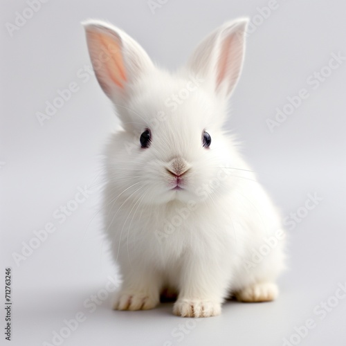 Cute baby white rabbit image Generative AI