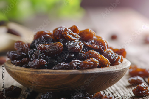Dried raisins, organic dry raw brown raisins