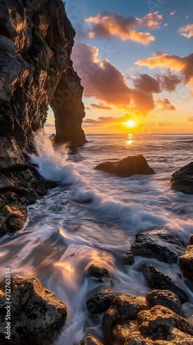 Beautiful sunset at the beach in Tenerife, Canary Islands, Spain