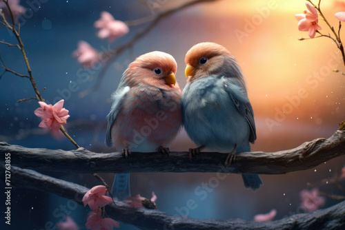 A couple of lovebirds perched on a tree branch, celebrating Valentine's Day © Michael Böhm