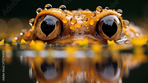 Close up portrait of bullfrog in natural habitat, wildlife photography